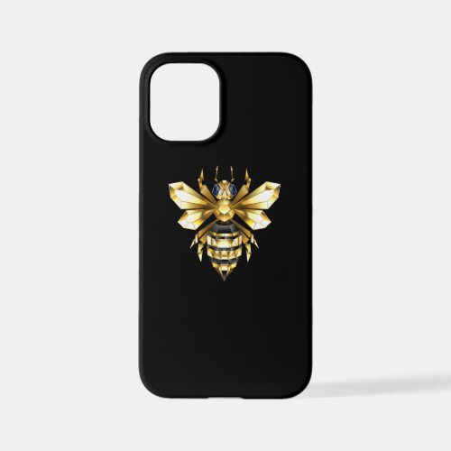 Faux Gold Foil Logo Bee Polygonal on Black iPhone 12 Mini Case