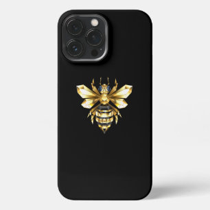 Faux Gold Foil Logo Bee Polygonal on Black iPhone 13 Pro Max Case