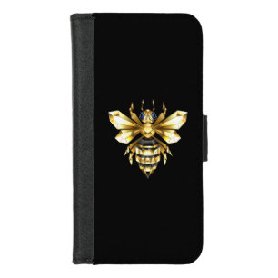 Faux Gold Foil Logo Bee Polygonal on Black iPhone 8/7 Wallet Case