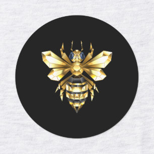 Faux Gold Foil Logo Bee Polygonal on Black Labels
