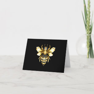 Faux Gold Foil Logo Bee Polygonal on Black Letterpress Thank You Card