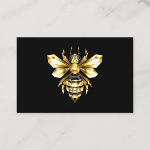 Faux Gold Foil Logo Bee Polygonal on Black Loyalty Card