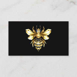 Faux Gold Foil Logo Bee Polygonal on Black Loyalty Card