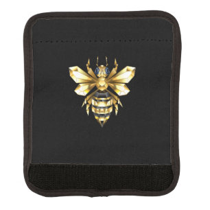 Faux Gold Foil Logo Bee Polygonal on Black Luggage Handle Wrap