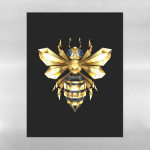Faux Gold Foil Logo Bee Polygonal on Black Magnetic Dry Erase Sheet