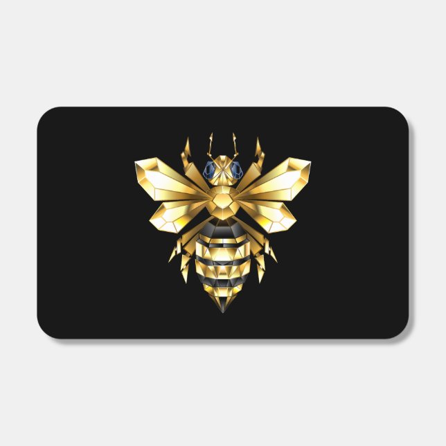 Faux Gold Foil Logo Bee Polygonal on Black Matchboxes (Front)