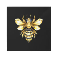 Faux Gold Foil Logo Bee Polygonal on Black