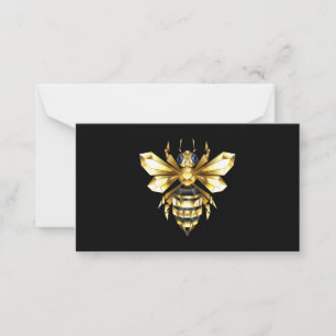 Faux Gold Foil Logo Bee Polygonal on Black Note Card