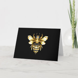 Faux Gold Foil Logo Bee Polygonal on Black Note Card