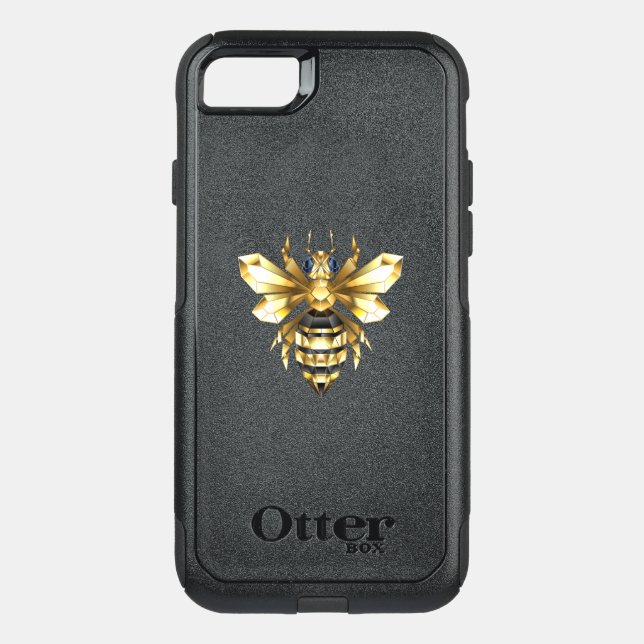 Faux Gold Foil Logo Bee Polygonal on Black Otterbox iPhone Case (Back)