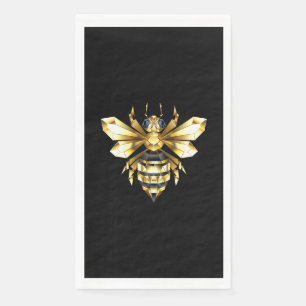 Faux Gold Foil Logo Bee Polygonal on Black Paper Guest Towels