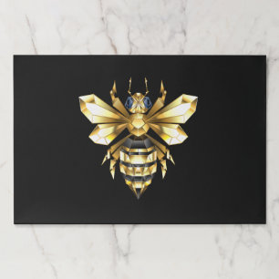 Faux Gold Foil Logo Bee Polygonal on Black Paper Pad