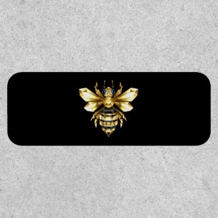 Faux Gold Foil Logo Bee Polygonal on Black Patch