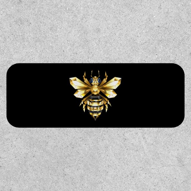 Faux Gold Foil Logo Bee Polygonal on Black Patch (Front)