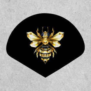 Faux Gold Foil Logo Bee Polygonal on Black Patch
