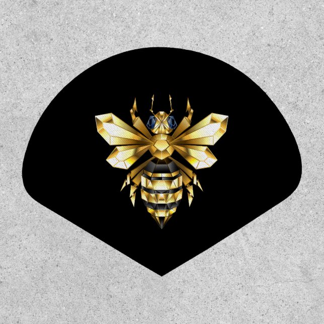 Faux Gold Foil Logo Bee Polygonal on Black Patch (Front)