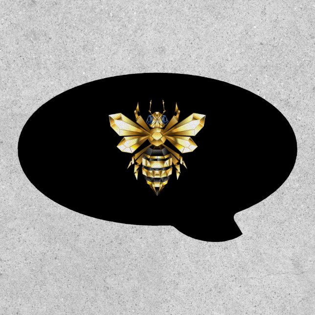 Faux Gold Foil Logo Bee Polygonal on Black Patch (Front)