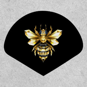 Faux Gold Foil Logo Bee Polygonal on Black Patch