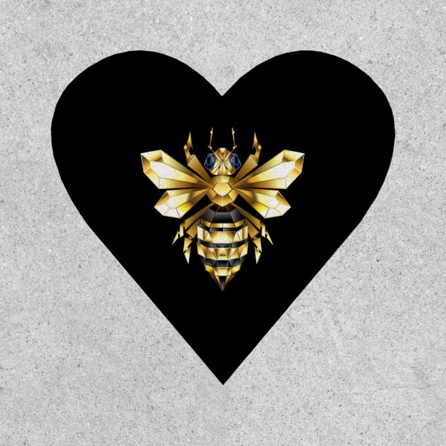 Faux Gold Foil Logo Bee Polygonal on Black Patch (Front)