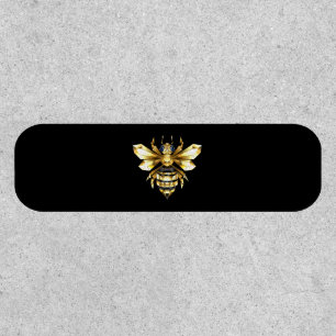 Faux Gold Foil Logo Bee Polygonal on Black Patch