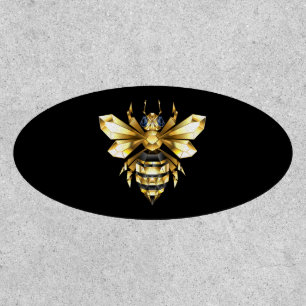 Faux Gold Foil Logo Bee Polygonal on Black Patch