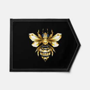 Faux Gold Foil Logo Bee Polygonal on Black Pennant