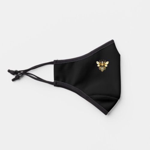 Faux Gold Foil Logo Bee Polygonal on Black Premium Face Mask