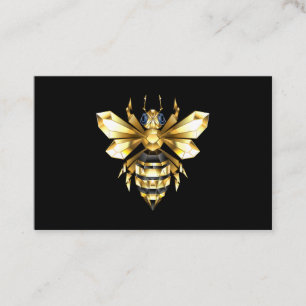 Faux Gold Foil Logo Bee Polygonal on Black Referral Card