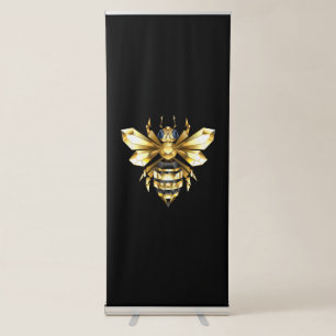 Faux Gold Foil Logo Bee Polygonal on Black Retractable Banner