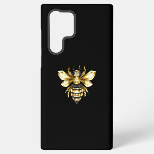 Faux Gold Foil Logo Bee Polygonal on Black Samsung Galaxy S22 Ultra Case