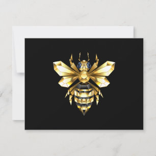 Faux Gold Foil Logo Bee Polygonal on Black Save The Date