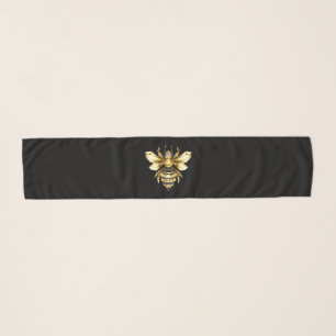 Faux Gold Foil Logo Bee Polygonal on Black Scarf