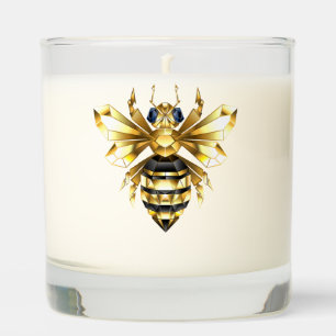 Faux Gold Foil Logo Bee Polygonal on Black Scented Candle