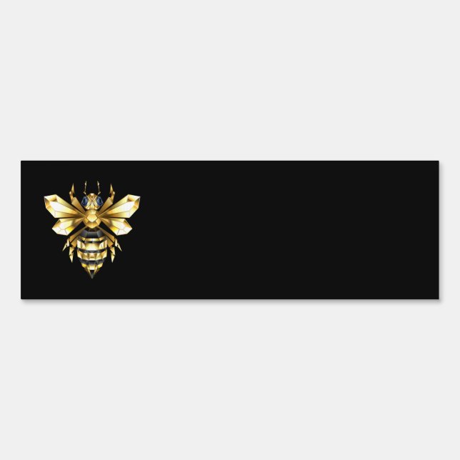 Faux Gold Foil Logo Bee Polygonal on Black Sign (Front)