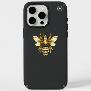 Faux Gold Foil Logo Bee Polygonal on Black iPhone 15 Pro Max Case