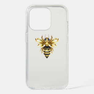 Faux Gold Foil Logo Bee Polygonal on Black iPhone 15 Pro Case