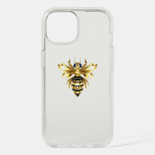 Faux Gold Foil Logo Bee Polygonal on Black iPhone 15 Case