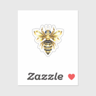 Faux Gold Foil Logo Bee Polygonal on Black Sticker