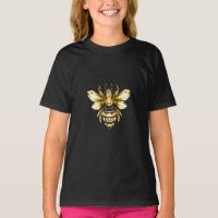 Faux Gold Foil Logo Bee Polygonal on Black