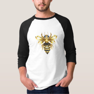 Faux Gold Foil Logo Bee Polygonal on Black T-Shirt