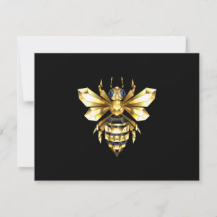 Faux Gold Foil Logo Bee Polygonal on Black Thank You Card