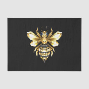 Faux Gold Foil Logo Bee Polygonal on Black Tissue Paper