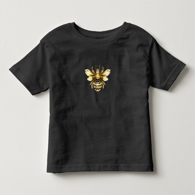 Faux Gold Foil Logo Bee Polygonal on Black Toddler T-shirt (Front)