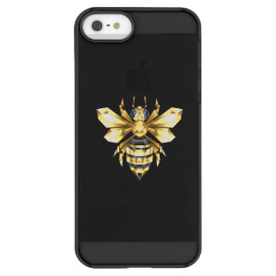 Faux Gold Foil Logo Bee Polygonal on Black Permafrost iPhone SE/5/5s Case