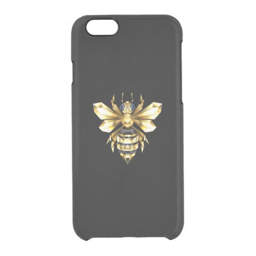 Faux Gold Foil Logo Bee Polygonal on Black Clear iPhone 66S Case