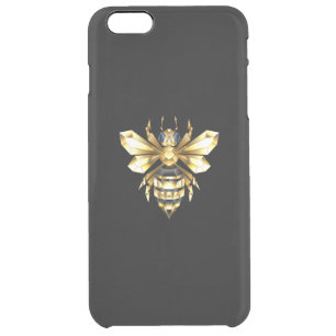 Faux Gold Foil Logo Bee Polygonal on Black Clear iPhone 6 Plus Case