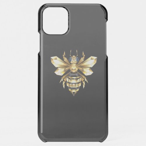 Faux Gold Foil Logo Bee Polygonal on Black iPhone 11 Pro Max Case