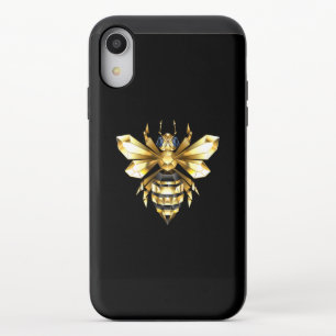 Faux Gold Foil Logo Bee Polygonal on Black iPhone XR Slider Case