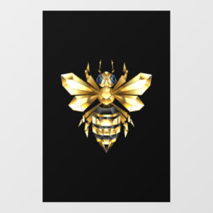 Faux Gold Foil Logo Bee Polygonal on Black Wall Decal