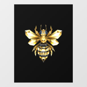 Faux Gold Foil Logo Bee Polygonal on Black Wall Decal